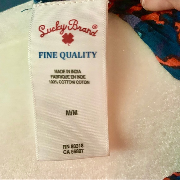 LUCKY Brand Short Sleeve Tie Front Lightweight Peasant Blouse Size Medium - Picture 8 of 8